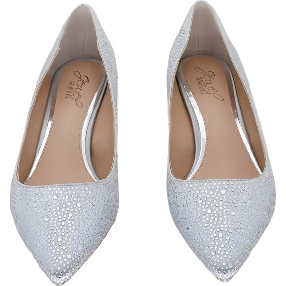 Jewel Badgley Mischka Frenchie Rhinestone Pumps Silver Women's US 8 W - Picture 5 of 6